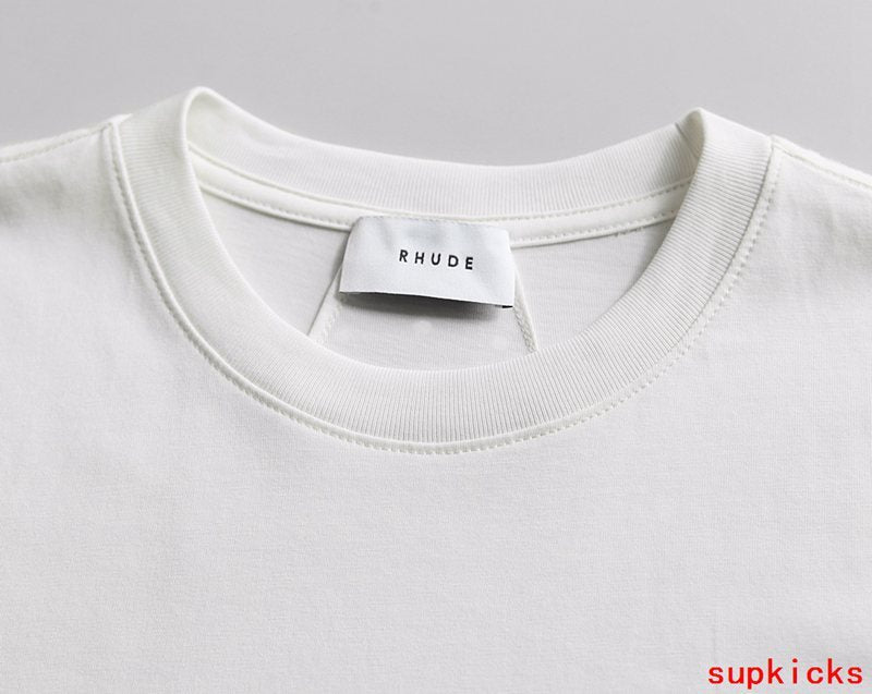 Full styled look of Rhude luxury clothing with contemporary cut