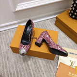 Louis Vuitton Tan Block Heel Pumps - Lifestyle Styling Shot
