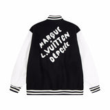 Close-up detail shot of Louis Vuitton luxury clothing with contemporary cut