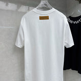 Close-up detail shot of Louis Vuitton cotton t-shirt with streetwear-inspired cut