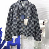 Close-up detail shot of Louis Vuitton luxury clothing with contemporary cut