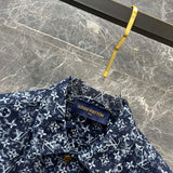 Side profile of Louis Vuitton luxury clothing with logo-detail design