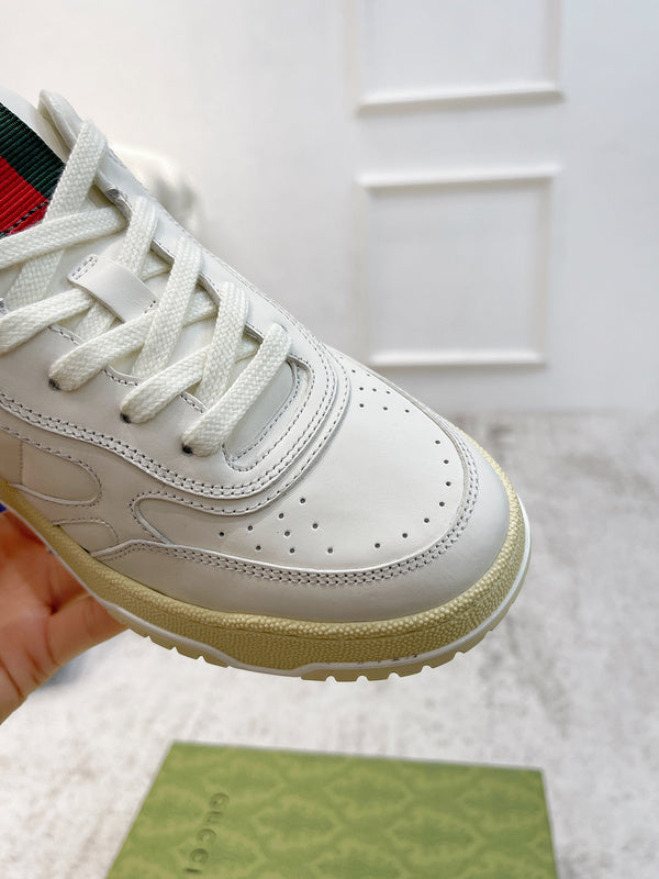 Gucci crisp white luxury sneakers view 10 heritage-inspired look