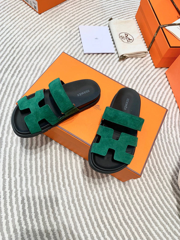 Hermès Grey Flat Thong Sandals - Sole Detail View