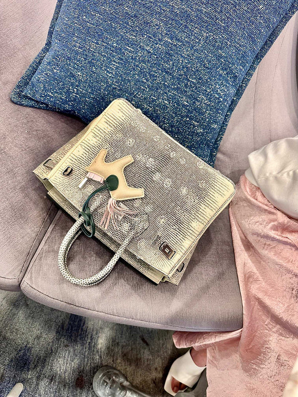 Understated bag shown from front angle