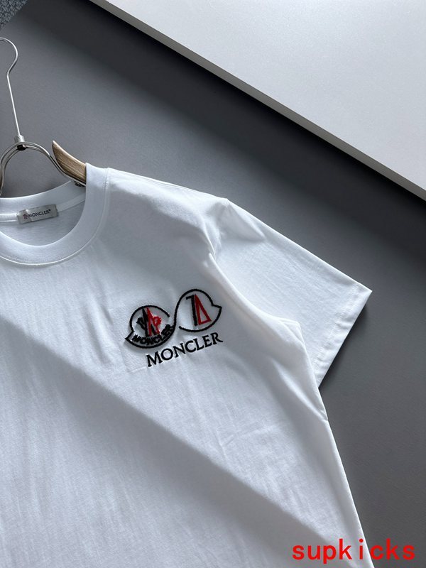 Side profile of Moncler luxury clothing with tailored silhouette