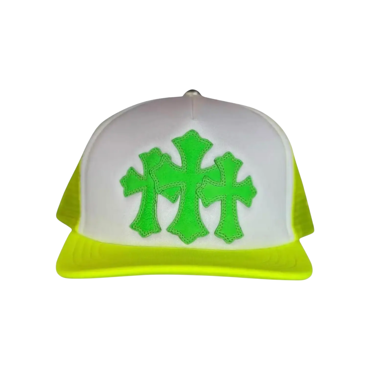 Chrome Hearts Trucker Hat Cemetery Cross Neon Yellow