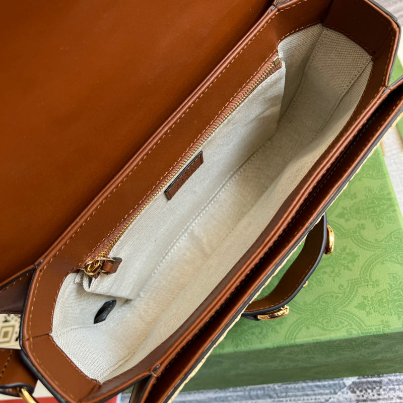 Side view of smart structured handbag