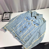 Front view of Louis Vuitton luxury clothing with signature branding