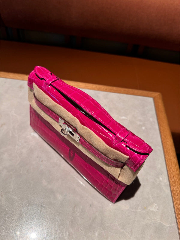 Side view of elegant structured handbag