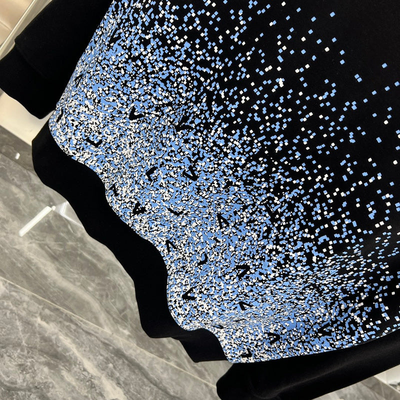 Close-up detail shot of Louis Vuitton luxury clothing with tailored silhouette