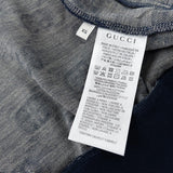 Side profile of Gucci luxury clothing with logo-detail design