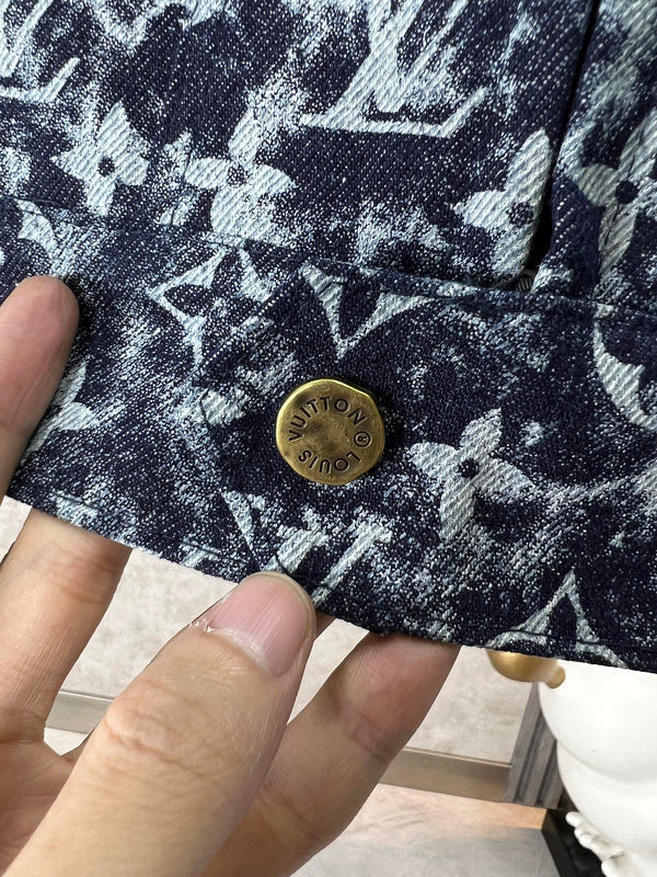 Side profile of Louis Vuitton luxury clothing with runway-inspired design