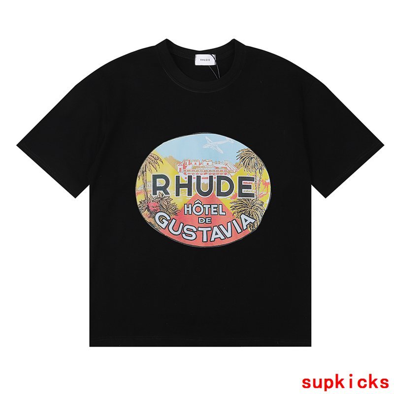 Side profile of Rhude luxury clothing with relaxed-fit cut
