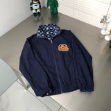 Back view of Louis Vuitton luxury clothing with signature branding