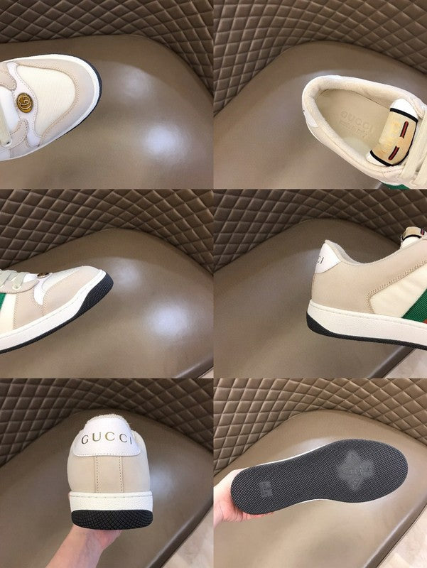 Side profile of Gucci fresh white-and-black sneakers minimalist modern build
