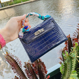 Close-up detail of understated bag design