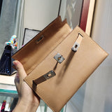 Side view of poised structured handbag