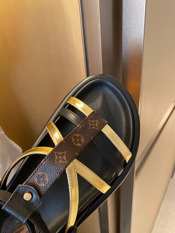 Louis Vuitton Camel Classic Ballet Flats - Full Silhouette View