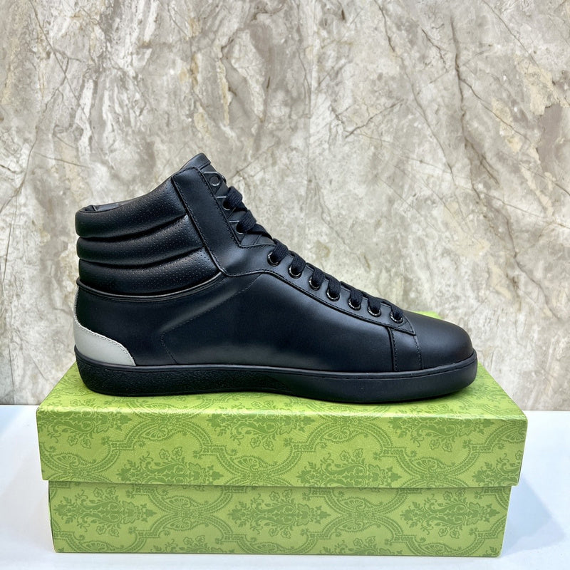 Gucci tonal black luxury sneakers view 5 bold athletic profile