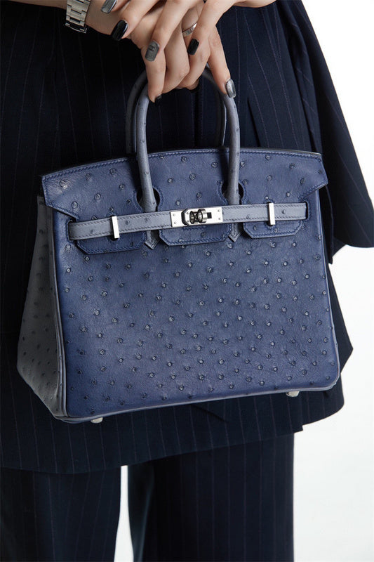 Side view of elegant structured handbag