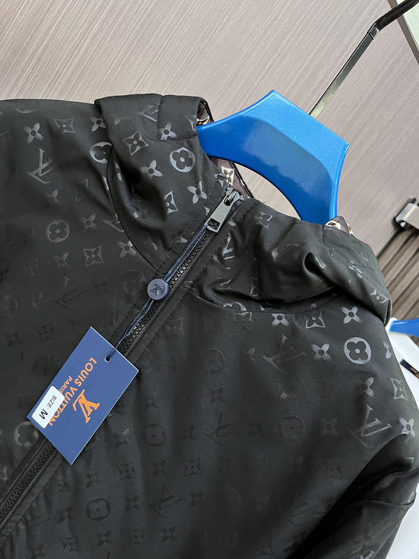 Flat lay presentation of Louis Vuitton luxury clothing with streetwear-inspired cut