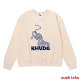 Side profile of Rhude luxury clothing with everyday silhouette