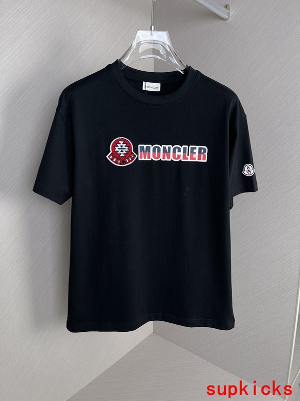 Front view of Moncler luxury clothing with contemporary cut