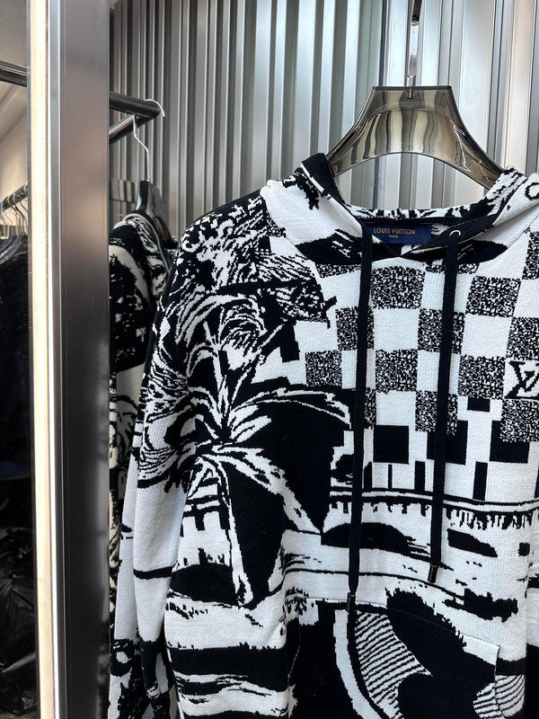 Close-up detail shot of Louis Vuitton luxury clothing with everyday silhouette