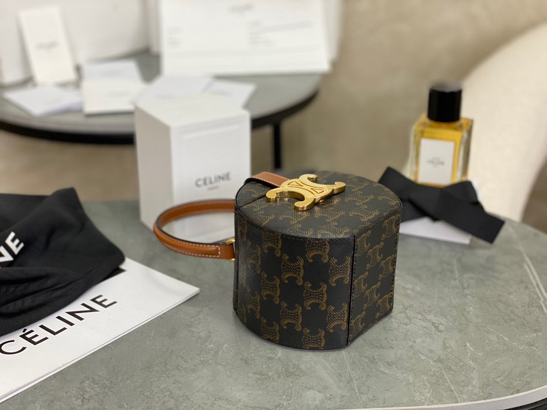 Close-up of Celine Box Bag signature hardware and stitching detail