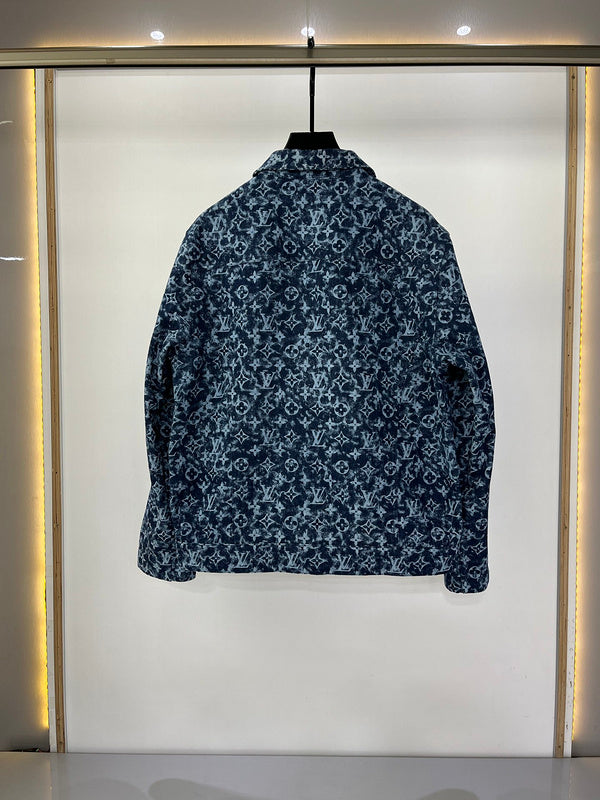Close-up detail shot of Louis Vuitton luxury clothing with runway-inspired design