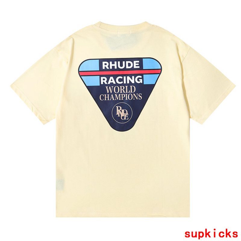 Side profile of Rhude luxury clothing with runway-inspired design