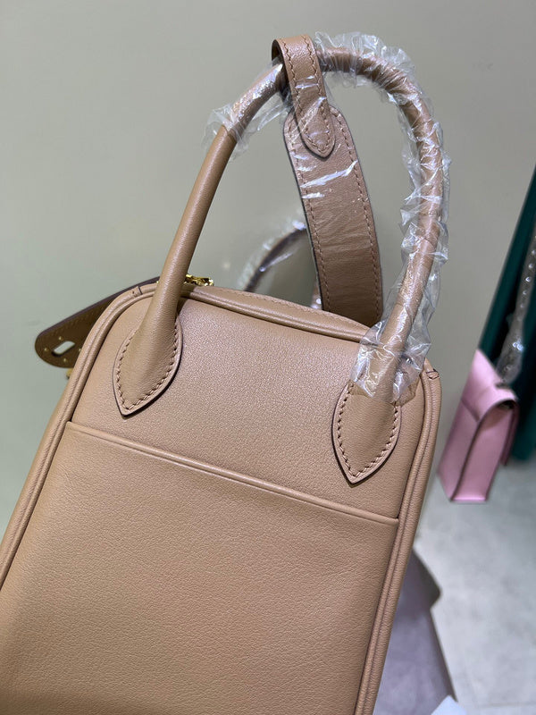 Side view of modern structured handbag