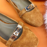 Hermès Camel Ankle Strap Heels - Close-Up Texture View