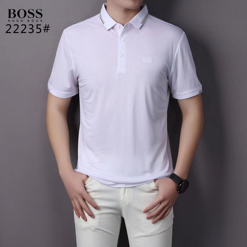 Side profile of Polo cotton polo shirt with logo-detail design
