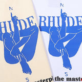 Front view of Rhude luxury clothing with contemporary cut