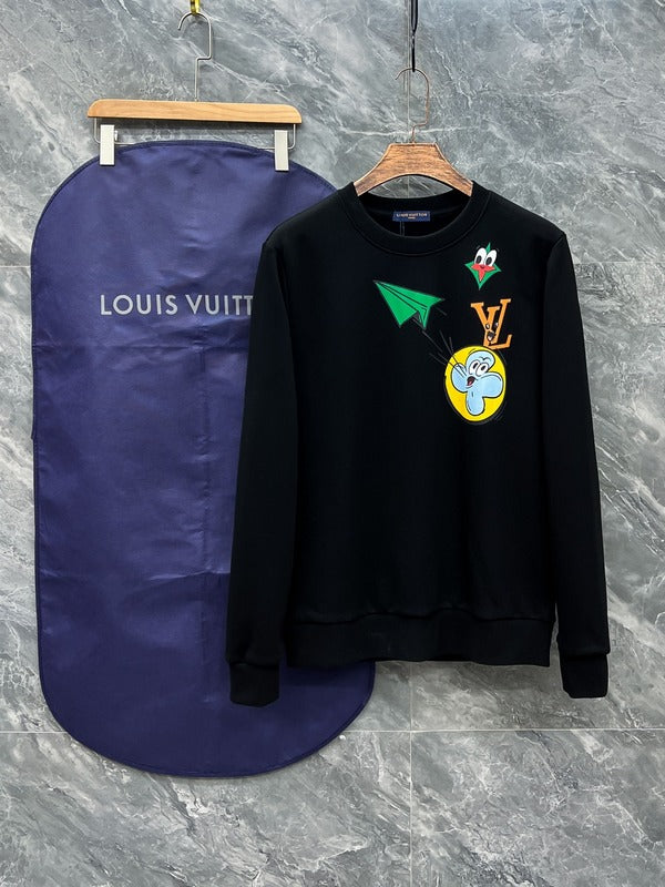 Front view of Louis Vuitton luxury clothing with signature branding