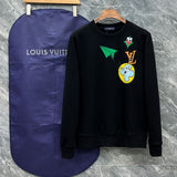 Front view of Louis Vuitton luxury clothing with signature branding
