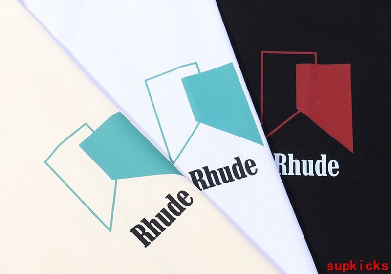 Front view of Rhude luxury clothing with everyday silhouette