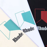 Front view of Rhude luxury clothing with everyday silhouette