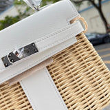 Side view of polished structured handbag
