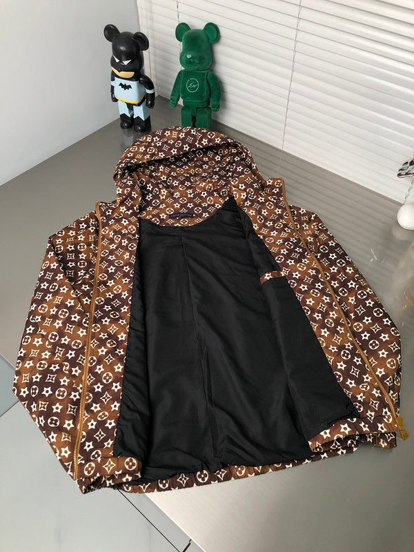 Flat lay presentation of Louis Vuitton luxury clothing with tailored silhouette