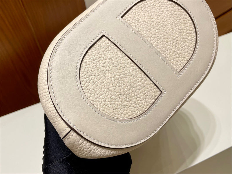Side view of clean-lined structured handbag