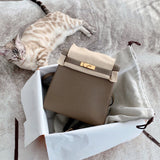 Side view of balanced structured handbag