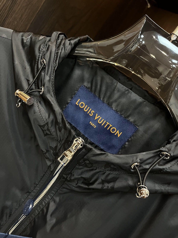 Flat lay presentation of Louis Vuitton luxury clothing with runway-inspired design