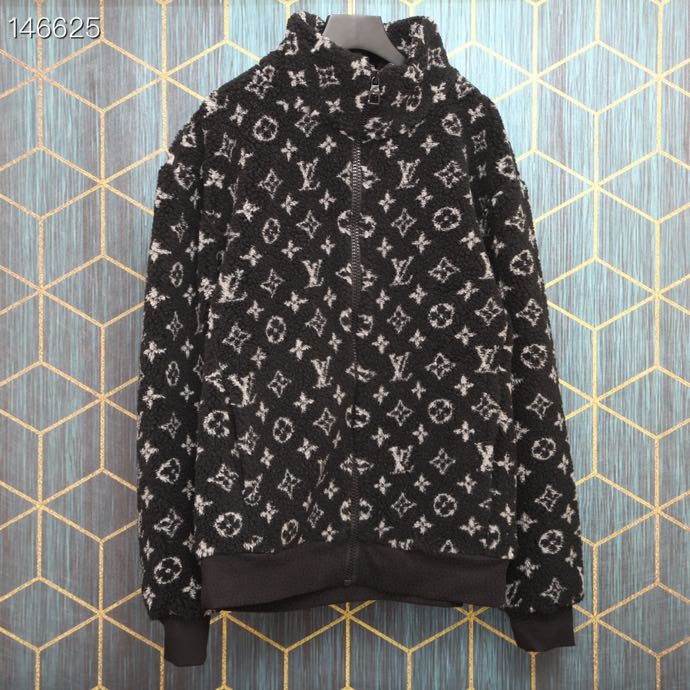 Close-up detail shot of Louis Vuitton luxury clothing with relaxed-fit cut