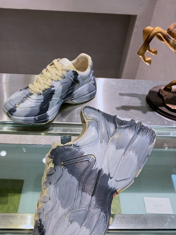 Gucci soft grey luxury sneakers view 10 bold athletic profile