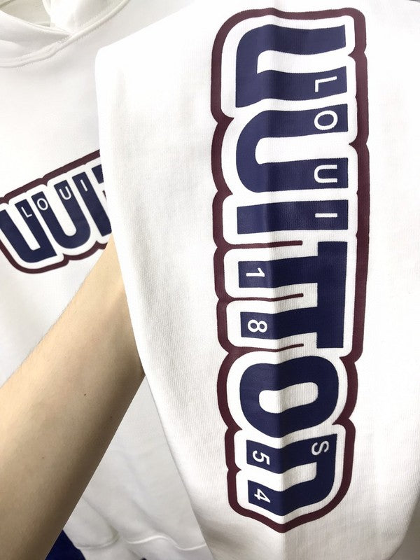 Close-up detail shot of Louis Vuitton luxury clothing with contemporary cut
