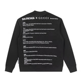 Side profile of Gucci luxury clothing with signature branding