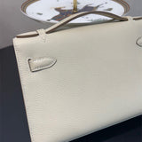 Side view of classic structured handbag